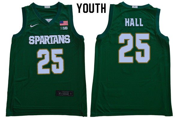 Youth Michigan State Spartans #25 Malik Hall NCAA Nike Authentic Green 2020 College Stitched Basketball Jersey ZH41R37OG